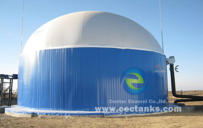 Enamel Biogas Septic Tank / Storage Tank With Double Membrane Roof 6.0Mohs 2